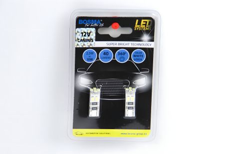 Светодиодная автомобильная лампа T10 LED 12V 8XSMD 3528 белая, двойная полярность, упаковка из 2 шт., BO