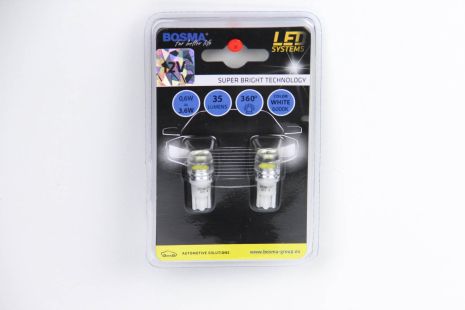 Автолампа T10 LED 12V 1xSMD 7080 LED WIDE VIEWING WHITE Упаковка 2шт, BOSMA (4014)