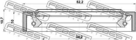 Сальник полуоси 34.2x52.2x10x10.7 Pajero 90-, FEBEST (95IAY36521011X)