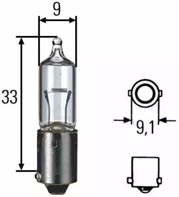 Лампа, H10W 12V 10W BA9s, HELLA (8GH002473191)