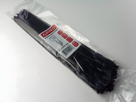 Пластиковый хомут APRO 370х4 (100 шт. в уп.) черный, 1 УПАКОВКА (CT-B4370) Пластиковый хомут APRO 370х4 (100 шт. в уп.) черный, 1 УПАКОВКА (CT-B4370)