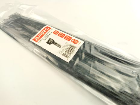 Пластиковые хомуты APRO 350x4 (100 шт. в упаковке), черные, 1 упаковка (CT-B4350)