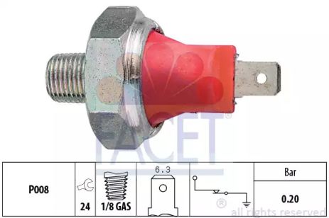 Датчик давления масла (0,2bar/1 конт./черный) Aveo/Hyundai Accent 0.8-4.5 83-, FACET (70035)