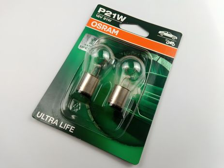 OSRAM 12V P21W Ultra Life лампа із цоколем (7506 ULT) пара (7506 ULT_02B) OSRAM 12V P21W Ultra Life лампа із цоколем (7506 ULT) пара (7506 ULT_02B)