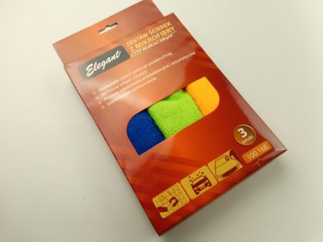 Салфетка микрофибра, Elegant (100 168) 30х40 см набор (синяя, розовая, голубая)