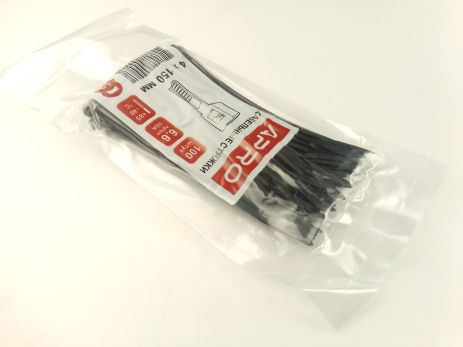 Пластиковий хомут APRO 150х4 (100 шт. в уп.) чорний, 1 УПАКОВКА (CT-B4150)
