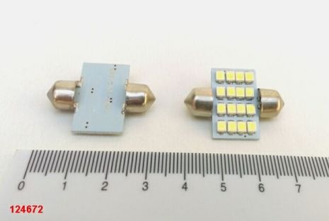 Лампа светодиод с/ц 12V C5W 31 мм AC 16SMD (35 х 28) белая