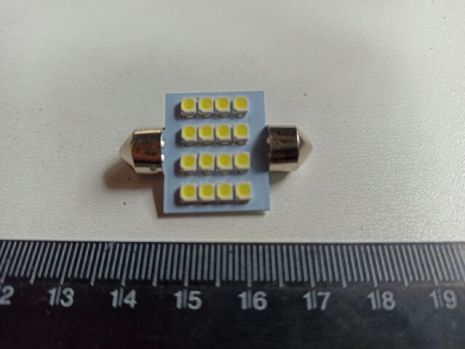 Лампа светодиод с/ц 12V C5W 36 мм AC 16SMD (30 х 30) белая