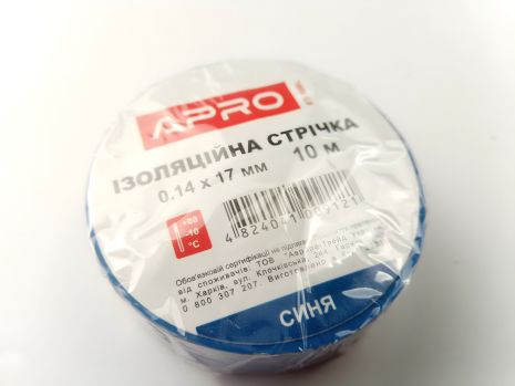 Ізолента APRO (ET-10 Blue) 17мм*10 м синя Ізолента APRO (ET-10 Blue) 17мм*10 м синя