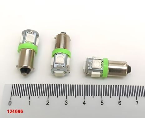 Зелёная светодиодная лампа с/ц 12V T4W BA9s 5SMD (50 х 50) Зелёная светодиодная лампа с/ц 12V T4W BA9s 5SMD (50 х 50)