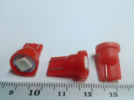 Светодиодная лампа б/ц 12V W5W T10 1SMD красная Светодиодная лампа б/ц 12V W5W T10 1SMD красная