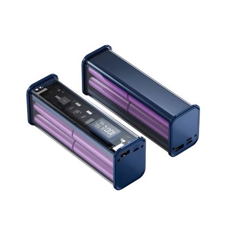 Корпус-кейс DIY Pro для повербанку, під пайку АКБ, 22.5W синій-прозорий - для фахівців