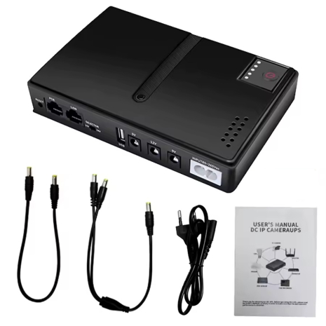 ДБЖ UPS для Роутера DC1018L+AKB 10400 mAh вихід 12V/ 9V +USB 5V +POE (Змінні АКБ 18650 4шт у комплекті) BLACK