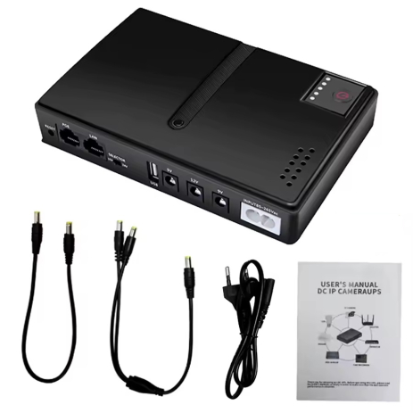 ДБЖ UPS для Роутера DC1018L+AKB 10400 mAh вихід 12V/ 9V +USB 5V +POE (Змінні АКБ 18650 4шт у комплекті) BLACK
