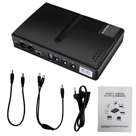 ИБП UPS для Роутера DC1018L+AKB 13200 mAh выход 12V/ 9V +USB 5V +POE (Заменяемые АКБ 18650 4шт в комплекте) BLACK