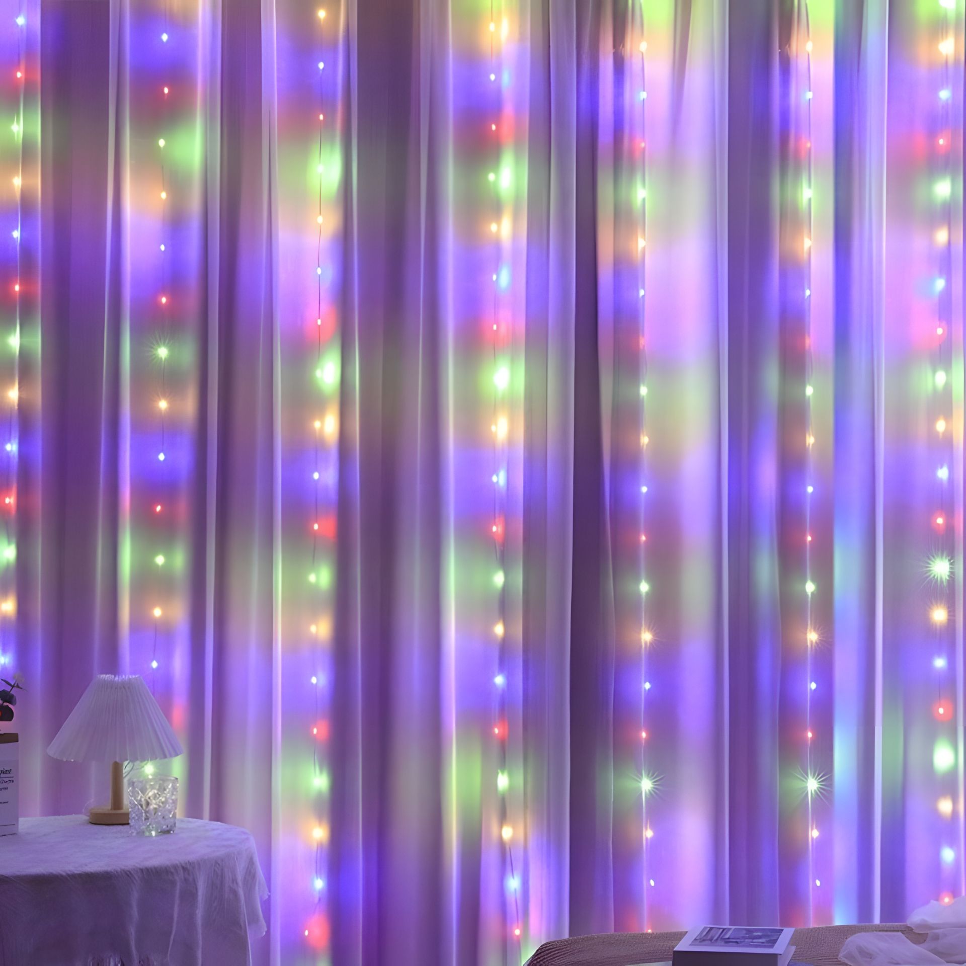 Світлодіодна гірлянда USB штора RGB, 3x2 м, без гачків 8 режимів, з пультом Світлодіодна гірлянда USB штора RGB, 3x2 м, без гачків 8 режимів, з пультом