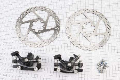 Тормоз Disk-brake передний (F160/R140мм)+задний (F180/R160мм), диски 160мм, крепл. 6 болтов, чёрный DX-2012