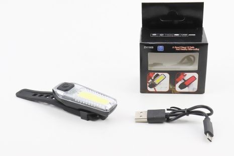 Фонарь передний 12 диодов 120 lumen, Li-ion 3.7V 300mAh зарядка от USB, влагозащитный, ZH1608