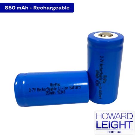 Аккумулятор литиевый CR123A/16340 емкостью 850mAh 3.7V Lithium