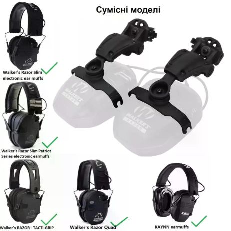 Крепление адаптер Чебурашка на каску шлем для наушников Walkers (Olive)