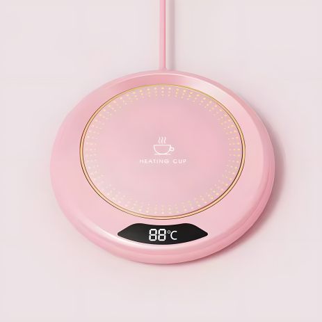Підставка для чашки з підігрівом термостатична кругла 11.5см 20W, USB 2+A, 3 режими, 55-75C, PINK Підставка для чашки з підігрівом термостатична кругла 11.5см 20W, USB 2+A, 3 режими, 55-75C, PINK