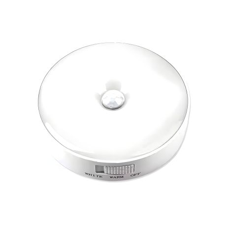 LED світильник портативний сенсорний круглий (теплий+холодний), магніт, 85мм, white
