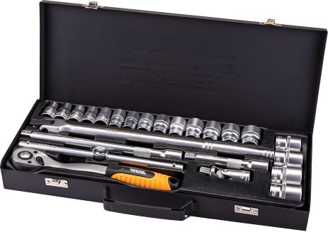 Набор инструментов PROFI ½" 24 шт. (10-32 мм CrV50BV30) в металлическом кейсе MASTERTOOL 78-4124 Набор инструментов PROFI ½" 24 шт. (10-32 мм CrV50BV30) в металлическом кейсе MASTERTOOL 78-4124