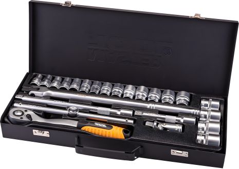 Набір інструментів PROFI ½" 24 шт. 10-32 мм CrV50BV30 металевий кейс MASTERTOOL 78-4124