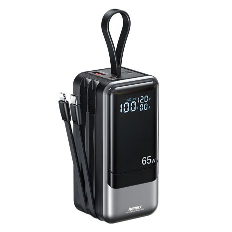 Remax RPP-59 20000mAh 65W+60W PD+QC Повербанк + кабель Type-C/Lightning сірий Remax RPP-59 20000mAh 65W+60W PD+QC Повербанк + кабель Type-C/Lightning сірий