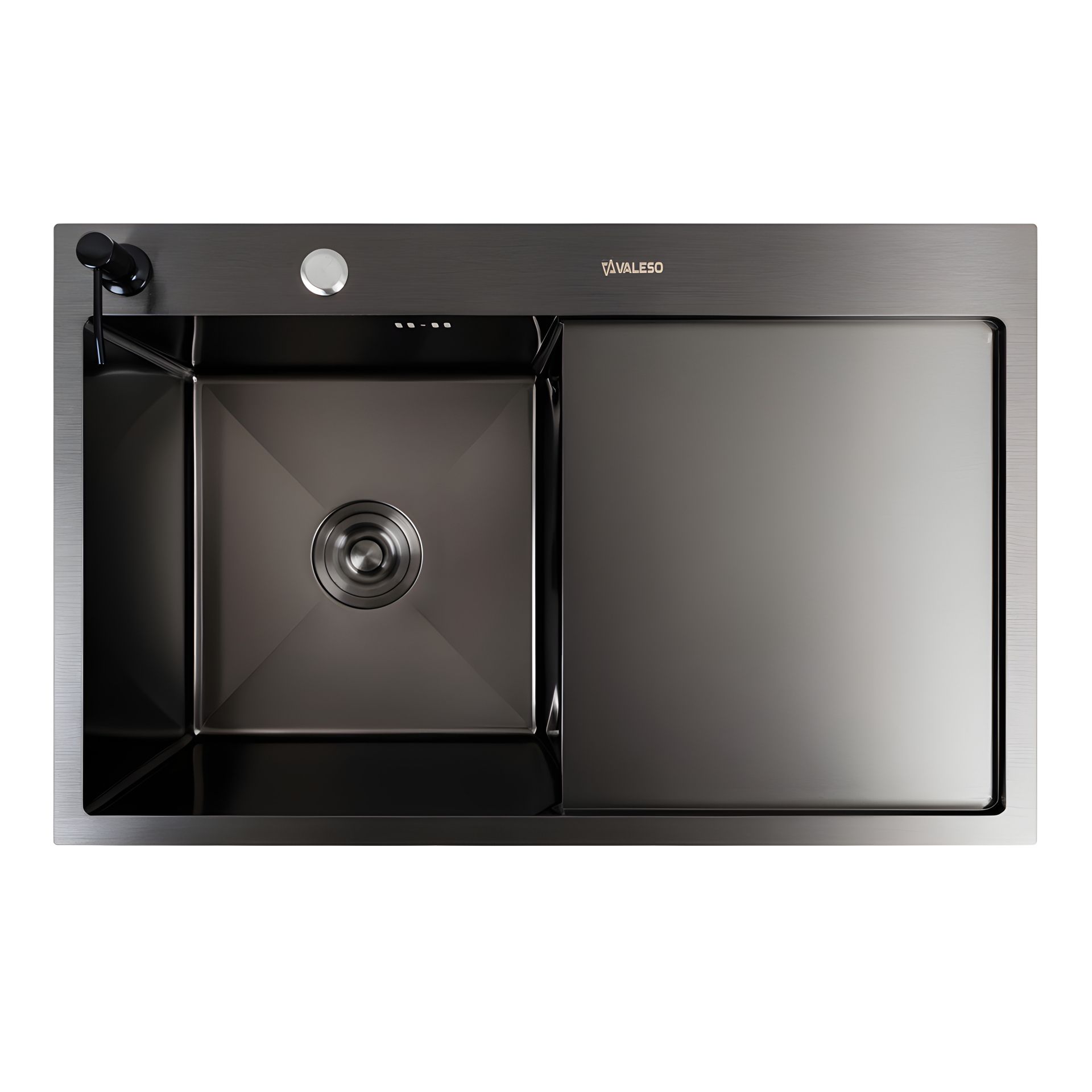 Чорна кухонна мийка CM 78*50 L PVD VALESO Handmade (круглий сифон 3,0/0,8) Чорна кухонна мийка CM 78*50 L PVD VALESO Handmade (круглий сифон 3,0/0,8)