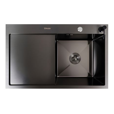 Кухонная мойка CM 78*50 R черная PVD VALESO Handmade (круглый сифон 3,0/0,8)