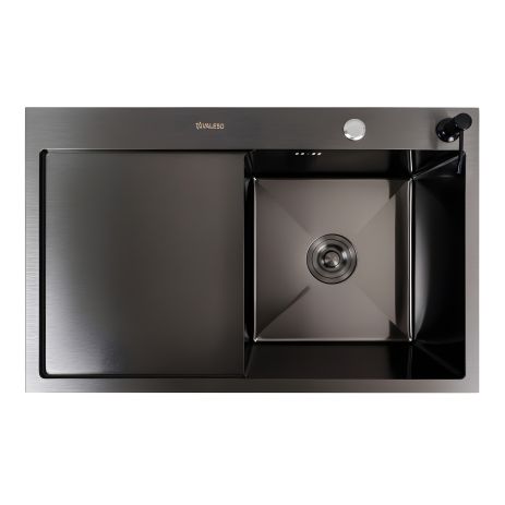 Кухонна мийка CM 78*50 R VALESO чорна PVD Handmade (круглий сифон 3,0/0,8)