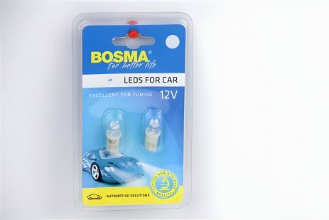 Автомобильная светодиодная лампа T10 LED 12V 1XSTANDARD LED, белая (2 шт.), BOSMA (3608)