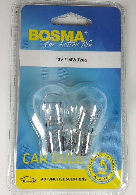 Автомобільна лампа T20D 12V 21W W21W в блістері (2 шт), BOSMA (0133B)