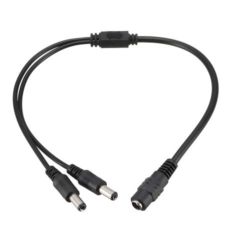 Переходник DC 5.5x2.1 гнездо на 2 DC 5.5x2.1 штекера, черный, 0.4m