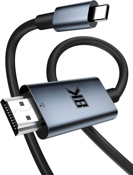 Type-C to HDMI Adapter 4K 144Hz HDR (2K 240Hz, 8K 60Hz) v2.1 48Gbps, 2m, Metal/PVC Black-Grey (TH001-MPV20KG-860)