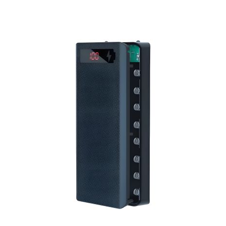 Кейс-корпус DIY L8 под АКБ 8x18650 (без АКБ)/ повербанк 10W 2xUSB, Type-C, microUSB, черный