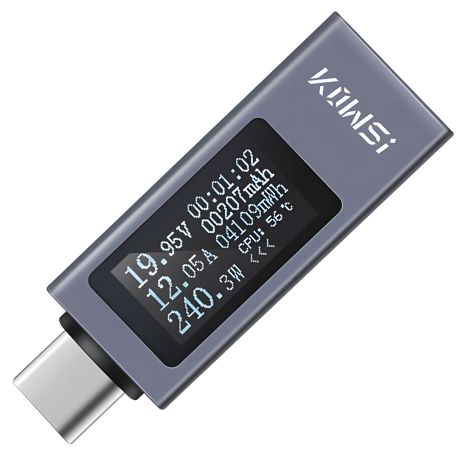 USB тестер багатофункціональний KOWSI KWS-2301C Type-C / ударостійкий / QC3.0 / 4-30V / 12A / grey