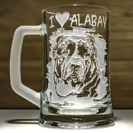 Персонализированный пивной бокал с гравировкой Алабай