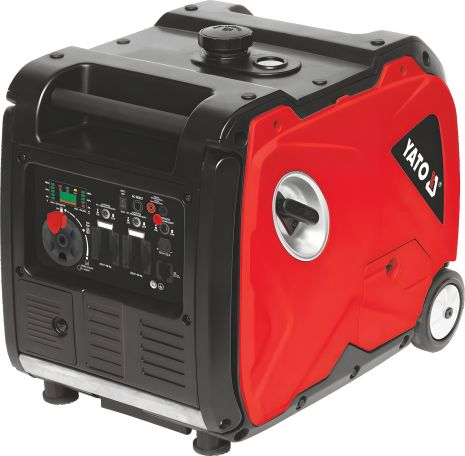 Бензиновий інверторний генератор струму: P=3.8 кВт, U=230 В (AC) та 12 В 8,3 А (DC), бак-8.5 л Yato YT-85485