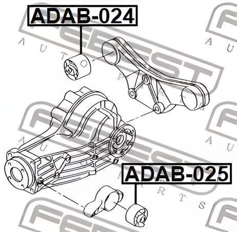 Задній сайлентблок диференціалу для Audi A6/Avant/Quatro 98-05, FEBEST (ADAB025)