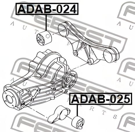 Сайлентблок для заднего дифференциала Audi A6/Avant/Quatro 98-05, FEBEST (ADAB025)