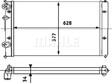 Радиатор 628 mm VW/SEAT Caddy,Polo,Ibiza,Cordoba 1,4-2,0/1,9TDi 93-99, MAHLE/KNECHT (CR394000S)