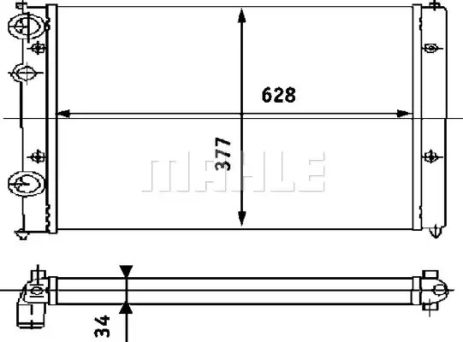 Радіатор 628 mm VW/SEAT Caddy,Polo,Ibiza,Cordoba 1,4-2,0/1,9TDi 93-99, MAHLE/KNECHT (CR394000S)