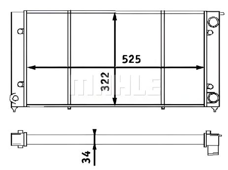 Радиатор 525 мм для AUDI/VW и SEAT, MAHLE/KNECHT (CR340001S)