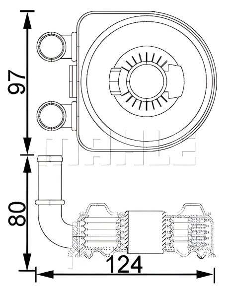 Радіатор оливи Berlingo/Peugeot 306/307/Partner 2.0/1.9 D 98-, MAHLE/KNECHT (CLC193000S)