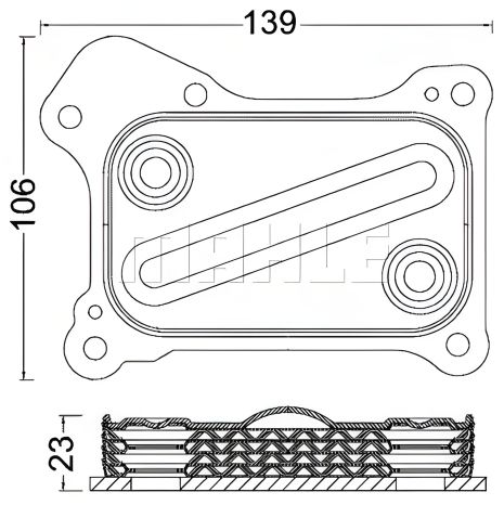 Оливний радіатор Doblo/Combo/Nemo/Bipper 1.3CDTI/HDi/Multijet 05-, MAHLE/KNECHT (CLC190000S)