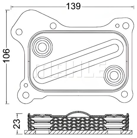Масляный радиатор Doblo/Combo/Nemo/Bipper 1.3CDTI/HDi/Multijet 05-, MAHLE/KNECHT (CLC190000S)