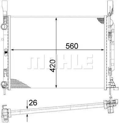 Радіатор охолодження двигуна Kangoo 1.5 dci, 1.6 08-, MAHLE/KNECHT (CR1156000S)