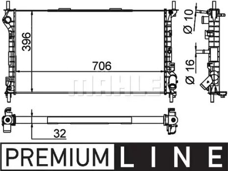 Радіатор охолодження двигуна Ford Transit Connect 1.8TDCI 02-13, MAHLE/KNECHT (CR1196000P)